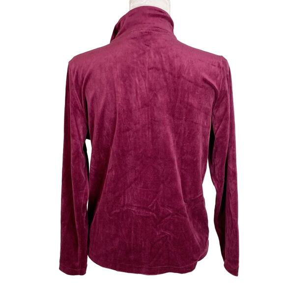 Vintage Pappagallo Jacket Velour Garnet S Pockets Zip Up New - Picture 2 of 12